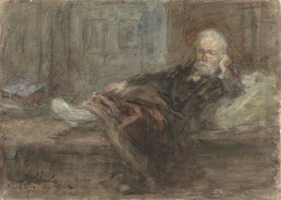 Självporträtt med sjuk fot av Jozef Israëls