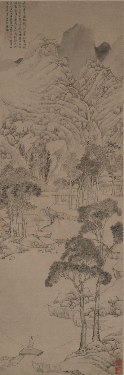 Landskap i stil med Wen Zhengming av Ju Jie