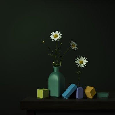 Daisy-vas med geometriska block av Juan Antonio Palacios