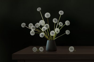 En stillsam blomsterarrangemang med maskrosor av Juan Antonio Palacios