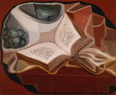 Bok och fruktskål; Bok och fruktskål, 1925 av Juan Gris