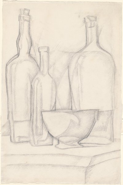 Flaskor och skål av Juan Gris