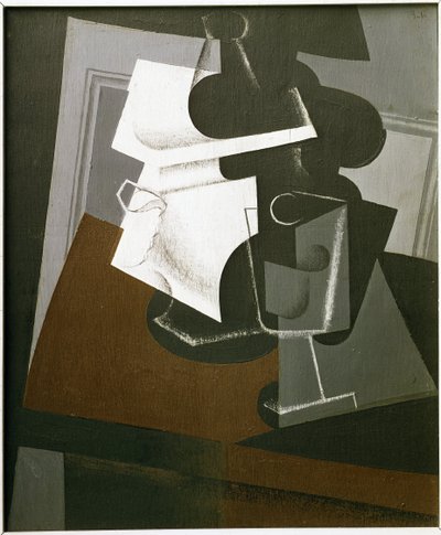 Stilleben på ett bord - Olja på trä av Juan Gris