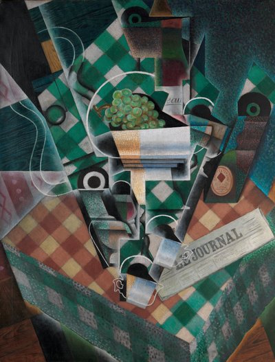 Stilleben med rutig duk, 1915 av Juan Gris