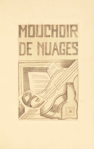 Titelsida för Molnnäsduk av Tristan Tzara (1896-1963) 1925 av Juan Gris