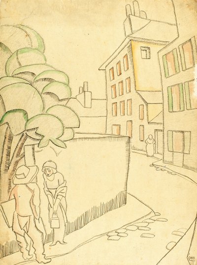 En gata i Montmartre av Juan Gris