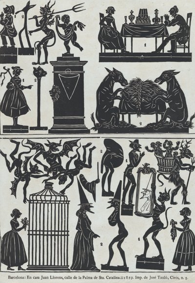 Ark 11 med figurer för kinesiska skuggdockor, 1859. av Juan Llorens