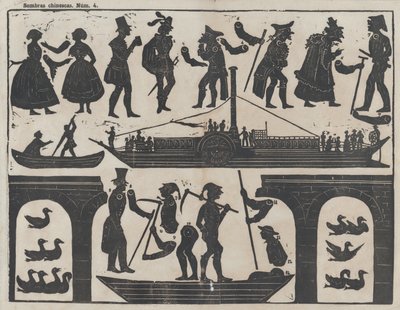 Ark 4 med figurer för kinesiska skuggdockor, ca. 1850-70. av Juan Llorens