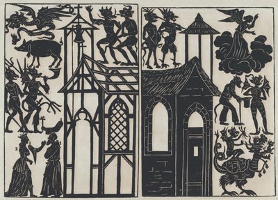 中国の影絵人形の図のシート 5、1859 年。スウェーデン語 av Juan Llorens