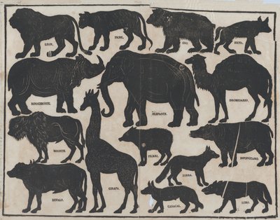 Ark 5 med figurer för kinesiska skuggdockor, ca. 1850-70. av Juan Llorens