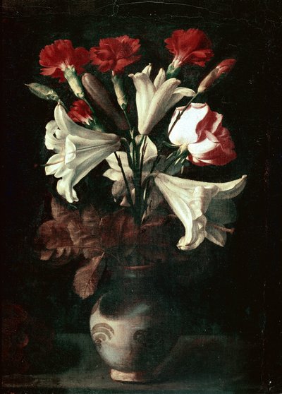 Florero (Liljor och nejlikor i en vas) av Juan de (attr. to) Zurbaran