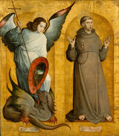 Ärkeängeln Mikael och den helige Franciskus av Juan de Flandes