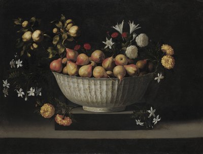 Blommor och frukt i en Kinaskål, ca. 1645. av Juan de Zurbaran