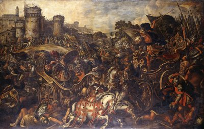 Achilles konfronterar Hector utanför Troja, av Juan de la Corte