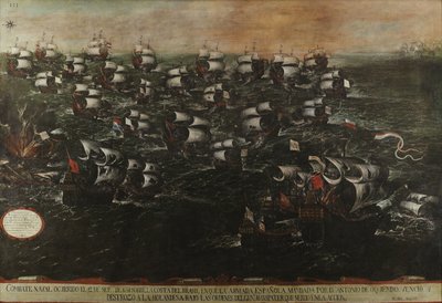 Sjöslaget vid Pernambuco eller vid Abrojos (vy III). Omkring 1632 Tabell 3-v2-2 av Juan de la Corte