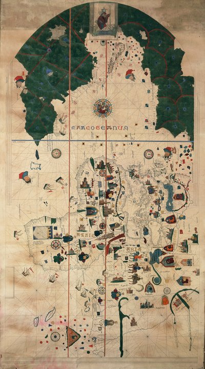 Portolan-nautiska planisfärskarta av Juan de la Cosa, cirka 1500 av Juan de la Cosa