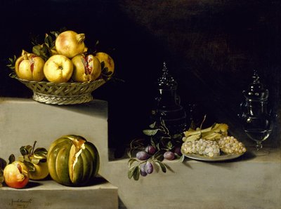 Stilleben med frukt och glasföremål av Juan van der Hamen