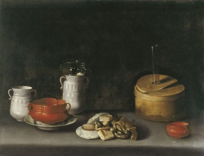 Stilleben med porslin och sötsaker av Juan van der Hamen