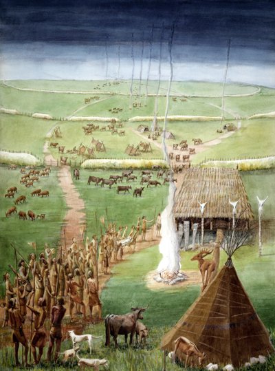 Windmill Hill, Avebury, Wiltshire (akvarell på papper) av Judith Dobie