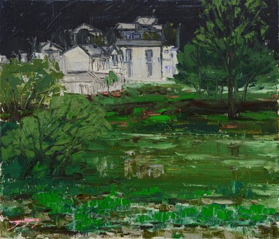 Reflektioner vid Waterside Mansion av Jukyong Park