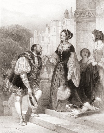 Kung Henrik VIII av England med Anne Boleyn av Jules (after) David