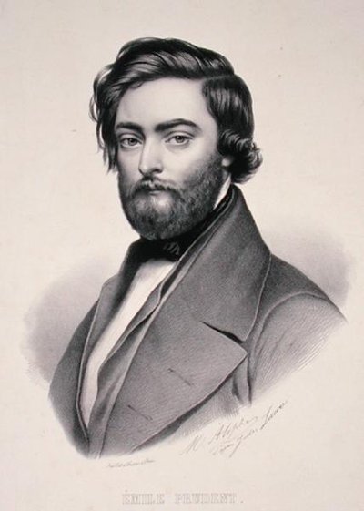 Porträtt av Emile Prudent (1817-63) graverad av Marie Alophe (1812-83) (litho) av Jules (after) Laure