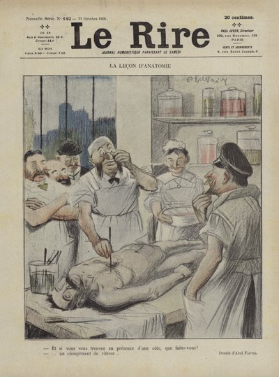 Anatomi lektionen. Illustration för Le Rire av Jules Abel Faivre