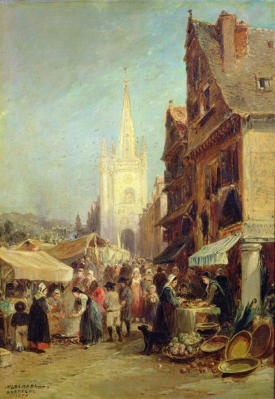 Marknad vid Hennebont av Jules Achille Noel
