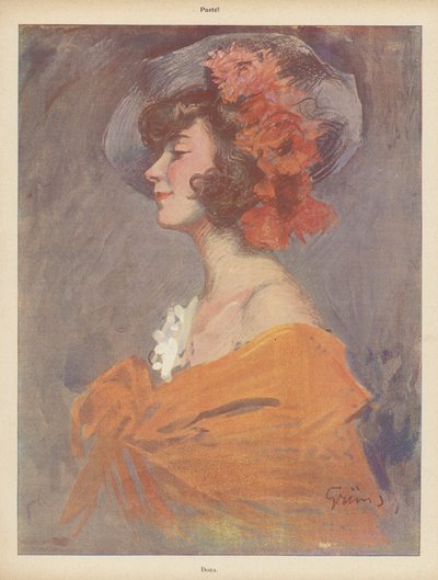 Dora: porträtt av en ung kvinna (färg litho) av Jules Alexandre Gruen or Grun