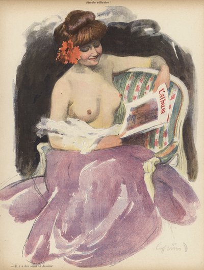 Enkel reflektion (lito i färg) av Jules Alexandre Gruen or Grun