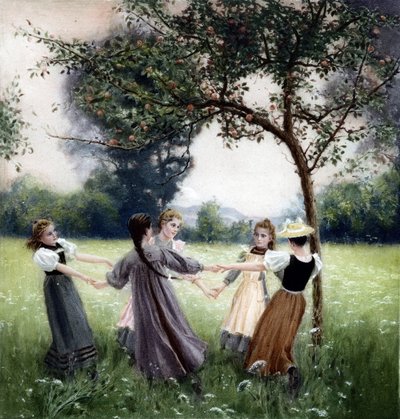 Girotondo (rundan). Målning av J.-A. Meunier av Jules Alexis (after) Meunier