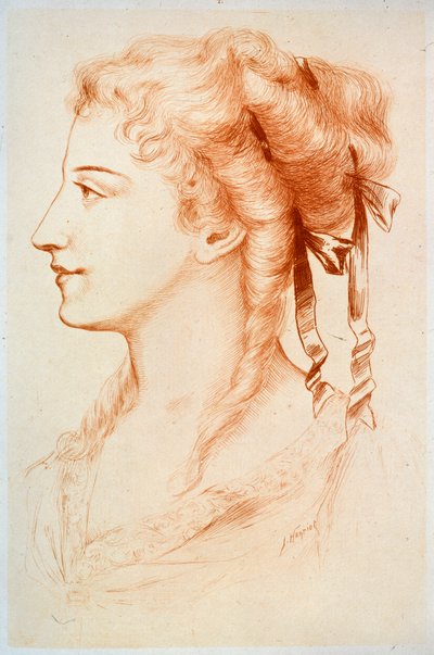Porträtt av en ung dam, 1800-talet. av Jules Armand Hanriot