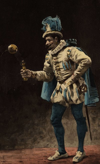 Man spelar bollbukett (i bilboquet). Gargantua. llustration av Jules Garnier. I "Rabelais et l