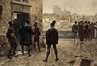 Mäster Janotus (Ianotus) av Bragmardo framför Gargantuas hem i Paris. Gargantua. illustration av Jules Garnier. I "Rabelais et l