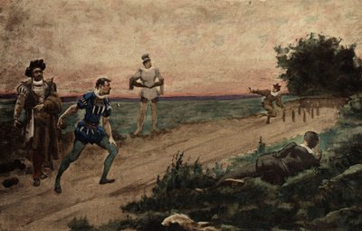 Män som spelar bowling. Gargantua. Illustration av Jules Garnier. I "Rabelais och Jules Garniers verk" av Jules Arsene Garnier