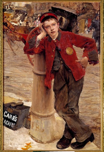 Den lilla engelska skoputsarmålningen av Jules Bastien Lepage (1848-1884) 1882 Sön. 0,89x1,32 m Paris, Dekorativ konst av Jules Bastien Lepage
