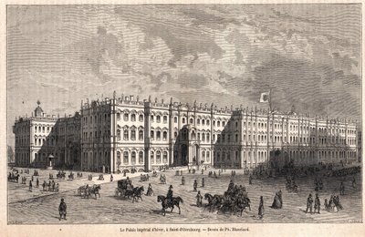 Det kejserliga vinterpalatset i St. Petersburg. Teckning av Blanchard av Jules Blanchard