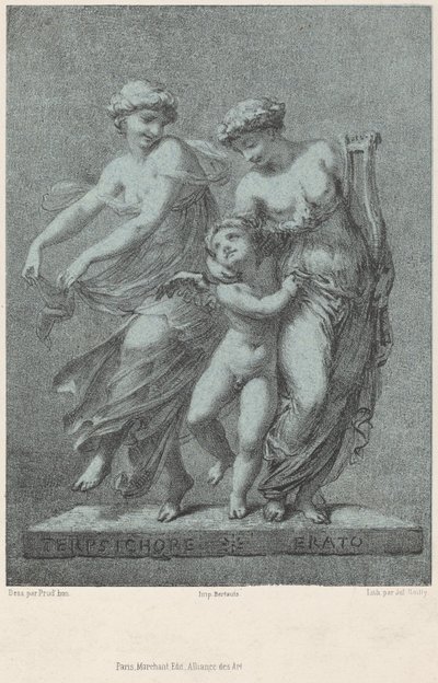 Apollon och muserna av Jules Boilly after Pierre Paul Prud