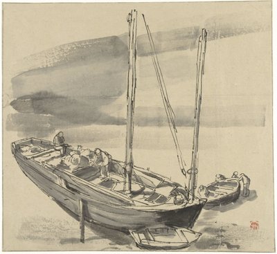Båtar på Grancamp (Calvados) av Jules Chadel