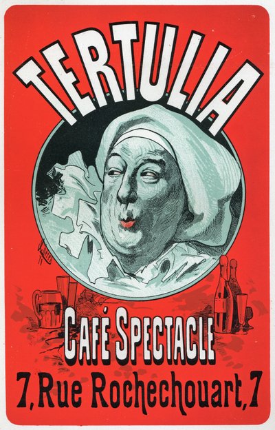 Konst. Underhållning. Tertulia, show på Cafe Spectacle, Paris. Affisch av Jules Cheret, ca 1870 (affisch) av Jules Cheret