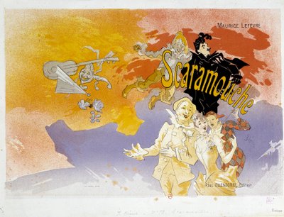 Bokomslag till Scaramouche av Maurice Lefevre. Illustration av Jules Cheret (1836-1932) 1891 Paris, B.N. av Jules Cheret