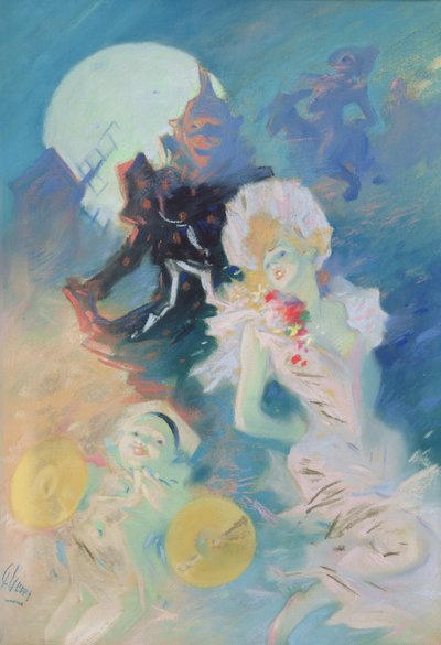 Crazy Happiness (pastell på papper) av Jules Cheret