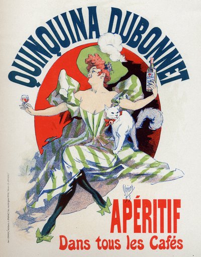 Mat och dryck. Quinquina Dubonnet aperitif. Affisch av Jules Cheret, Frankrike av Jules Cheret
