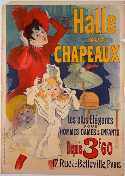 Affischreklam "Hats Hall", c.1892 av Jules Cheret