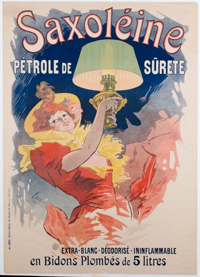 Affischreklam "Saxoleine", säkerhetslampolja, 1901 av Jules Cheret