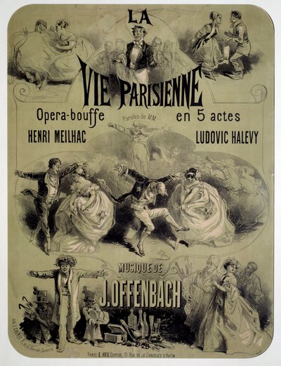 Affisch för operamat "Parisian life" av Jacques Offenbach (1819-1880) av Jules Cheret