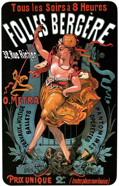 Affisch för Folies-Bergere 1874 av Jules Cheret (1836-1932) - aerobatic works, balletter, pantomimer, operetter, dans, dansare, music hall (music hall), gay Paris, Paris by night - av Jules Cheret