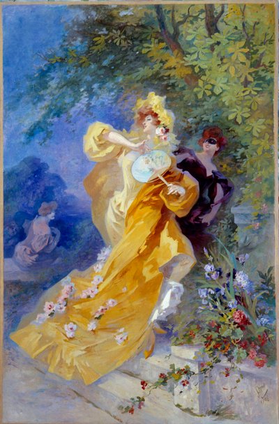 Den gula dominomålningen av Jules Cheret (1836-1932) Nice från 1900-talet, Musee Cheret av Jules Cheret