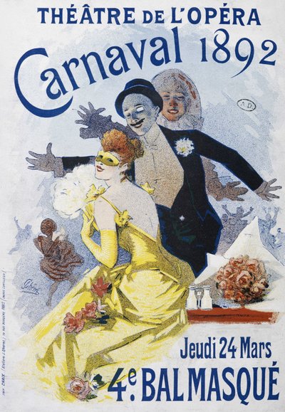 Theatre of the Opera: canarval of 1892, 4:e bollmasken - affisch av Jules Cheret av Jules Cheret