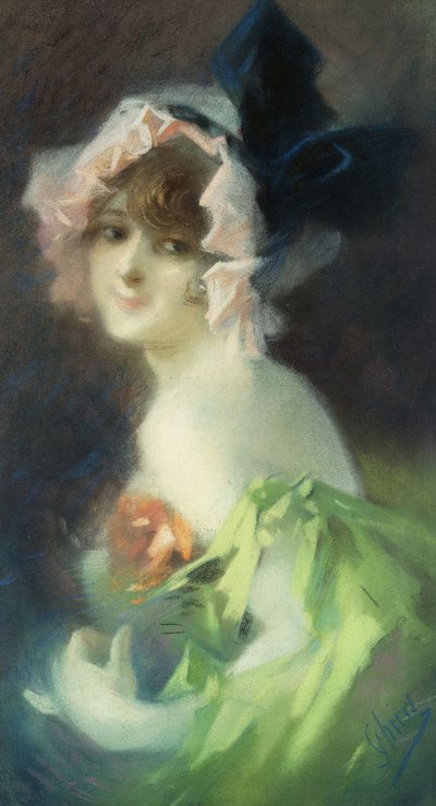 Kvinna med handskar; Femme aux Gants, av Jules Cheret